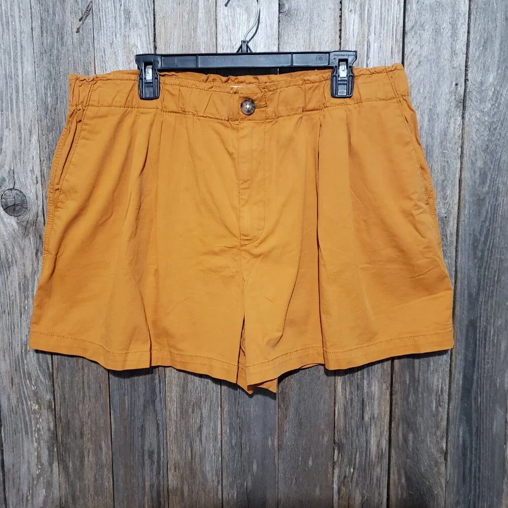 NEW Loft XL Orange Pull On Shorts Elastic Waist Pockets‎ Pleated Casual Earthy